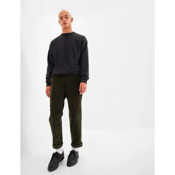 Gap Mens Corduroy Carpenter Pants in Mistletoe Green Double Knee Size 31x32 - Picture 2 of 14